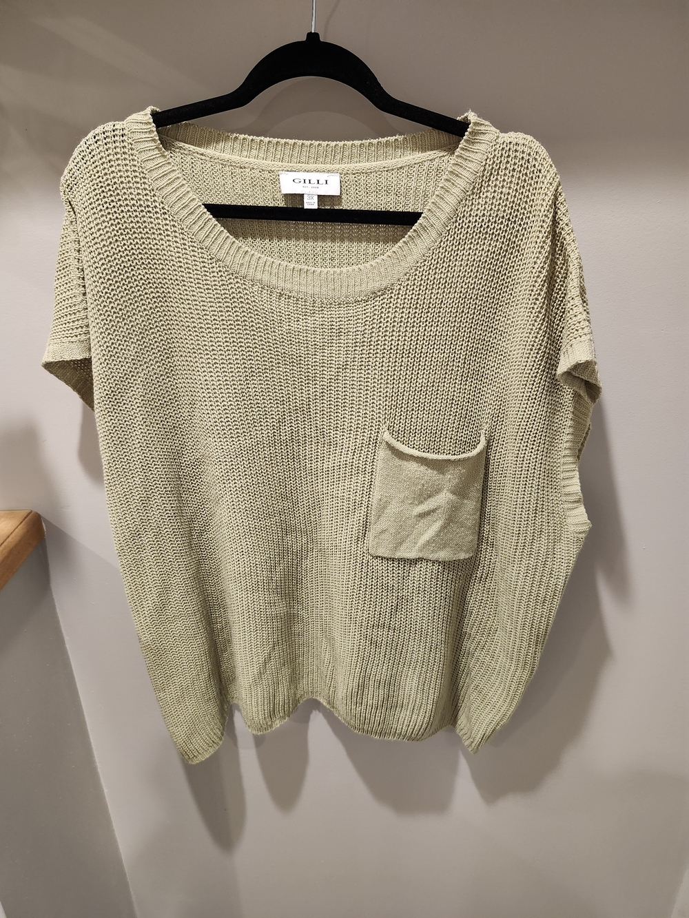Gilli Women's Pocket Knit Sweater - Olive 3x